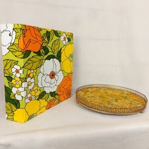Vintage Flower Power 1970s Binder And Serving Tray